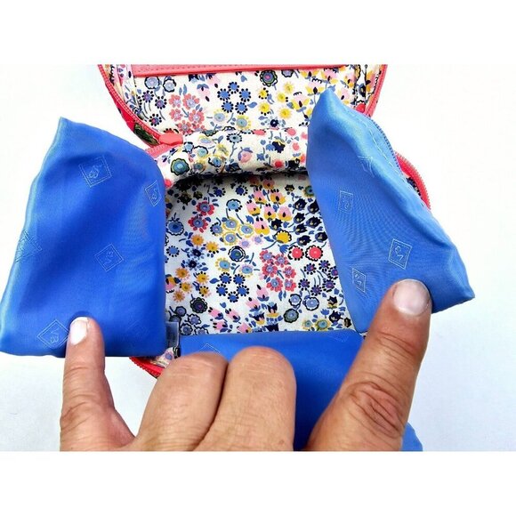 Vera Bradley Salmon Floral Zip Logo 3 compartment Iconic Jewelry Quilted Bag - Picture 7 of 10